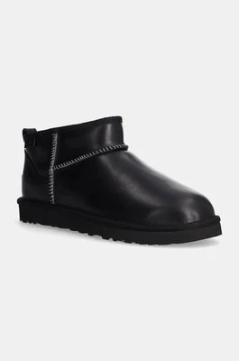 UGG śniegowce skórzane Classic Ultra Mini Lthr Regen kolor czarny 1158191-BLK