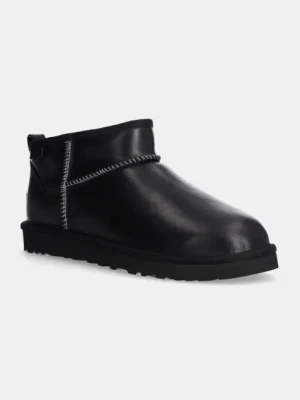 UGG śniegowce skórzane Classic Ultra Mini Lthr Regen kolor czarny 1158191-BLK