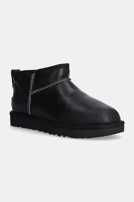 UGG śniegowce skórzane Classic Ultra Mini Lthr Regen kolor czarny 1163490-BLK