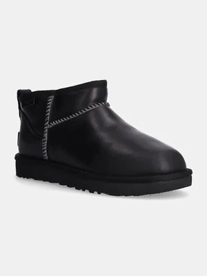 UGG śniegowce skórzane Classic Ultra Mini Lthr Regen kolor czarny 1163490-BLK