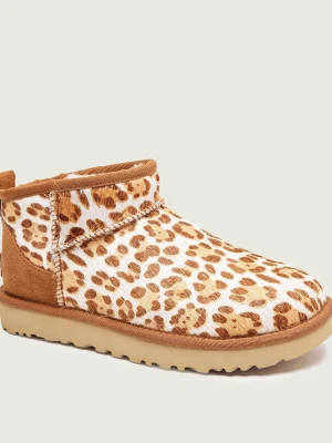 UGG Śniegowce W CLASSIC ULTRA MINI PLAINS | zamsz | z dodatkiem wełny beżowy
