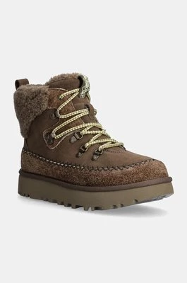 UGG śniegowce zamszowe Classic Alpine Lace Up kolor brązowy 1158271-HCK