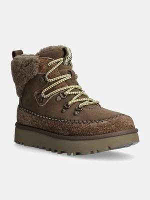 UGG śniegowce zamszowe Classic Alpine Lace Up kolor brązowy 1158271-HCK