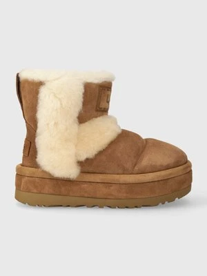 UGG śniegowce zamszowe Classic Chillapeak kolor brązowy 1144046