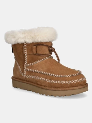 UGG śniegowce zamszowe Classic Mini Alpine kolor brązowy 1158251-CHE