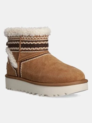 UGG śniegowce zamszowe Classic Mini Atherson kolor brązowy 1158281-CHE