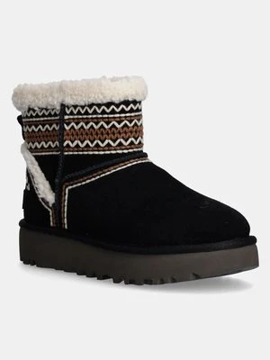 UGG śniegowce zamszowe Classic Mini Atherson kolor czarny 1158281-BLK