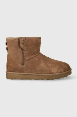 UGG śniegowce zamszowe Classic Mini Bailey Zip kolor brązowy 1151230