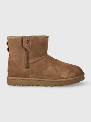 UGG śniegowce zamszowe Classic Mini Bailey Zip kolor brązowy 1151230