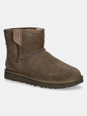 UGG śniegowce zamszowe Classic Mini Bailey Zip kolor brązowy 1151230-HCK