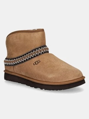 UGG śniegowce zamszowe Classic Mini Crescent kolor brązowy 1158262-CHE