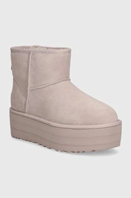 UGG śniegowce zamszowe Classic Mini Platform kolor fioletowy 1134991-PSK