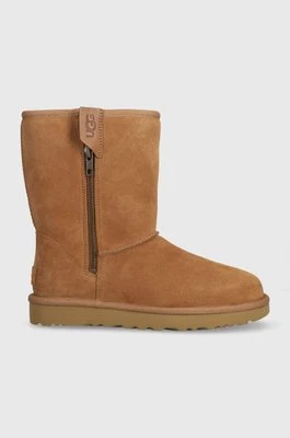 UGG śniegowce zamszowe Classic Short Bailey Zip kolor brązowy 1144043