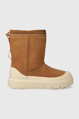 UGG śniegowce zamszowe Classic Short Weather Hybrid męskie kolor brązowy 1143992