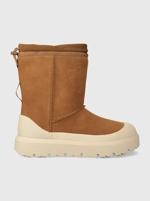 UGG śniegowce zamszowe Classic Short Weather Hybrid męskie kolor brązowy 1143992