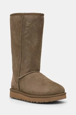 UGG śniegowce zamszowe Classic Tall II kolor zielony 1016224-ALP