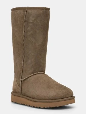 UGG śniegowce zamszowe Classic Tall II kolor zielony 1016224-ALP