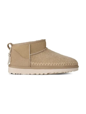 UGG śniegowce zamszowe Classic Ultra Mini Biarritz kolor beżowy 1171538.MDSD