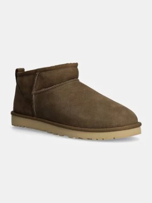 UGG śniegowce zamszowe Classic Ultra Mini kolor brązowy 1137391-HCK