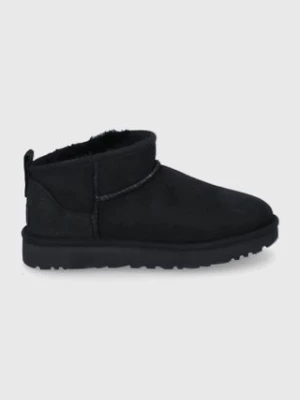 UGG śniegowce zamszowe Classic Ultra Mini kolor czarny 1116109.BLK