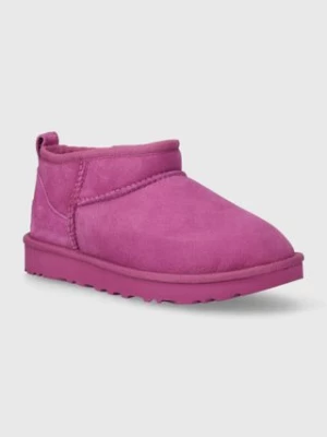 UGG śniegowce zamszowe Classic Ultra Mini kolor fioletowy 1116109