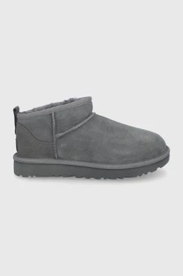 UGG śniegowce zamszowe Classic Ultra Mini kolor szary 1116109.GREY