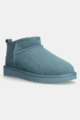 UGG śniegowce zamszowe Classic Ultra Mini kolor turkusowy 1116109-DEE