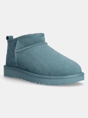 UGG śniegowce zamszowe Classic Ultra Mini kolor turkusowy 1116109-DEE