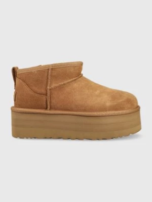 UGG Classic Ultra Mini Platform śniegowce kolor brązowy 1135092-CHE