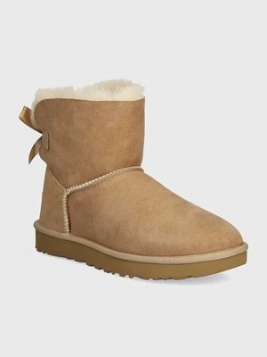 Zdjęcie produktu UGG śniegowce zamszowe Mini Bailey Bow II kolor beżowy 1016501-SAN