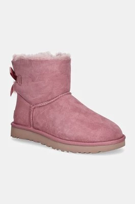 UGG śniegowce zamszowe Mini Bailey Bow II kolor różowy 1016501-DYR