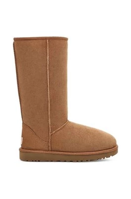 UGG śniegowce zamszowe W Classic Tall II damskie kolor brązowy 1016224