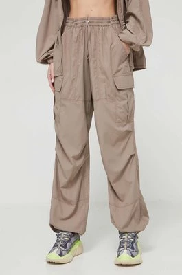 UGG spodnie damskie kolor beżowy szerokie high waist