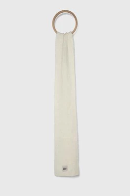 UGG szalik z domieszką wełny kolor beżowy gładki