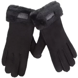 UGG Turn Cuff Glove 17369-BLK, Damskie, Czarne, rękawiczki, skóra naturalna, rozmiar: L