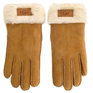 UGG Turn Cuff Glove 17369-CHE, Damskie, Brązowe, rękawiczki, skóra naturalna, rozmiar: L