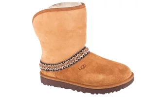 UGG W Classic Short Crescent 1161770-CHE, Damskie, Brązowe, buty zimowe, skóra zamszowa, rozmiar: 36