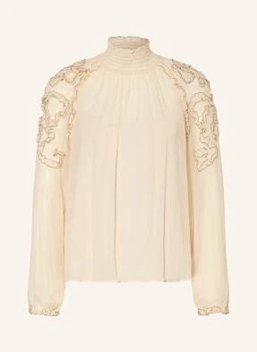 Ulla Johnson Bluzka Magdalena Z Jedwabiu Z Falbankami beige