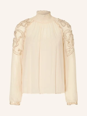 Ulla Johnson Bluzka Magdalena Z Jedwabiu Z Falbankami beige