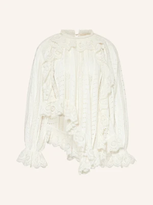 Ulla Johnson Bluzka Marcella Z Dziurkowanej Koronki Z Wolantami weiss