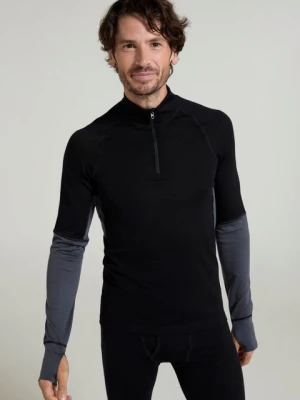 Ultra — męski top z wełny merynosów z zamkiem na kołnierzu - Black Mountain Warehouse