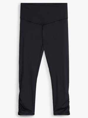 Ultralekkie legginsy sportowe 3 / 4 z marszczeniem, szybko schnące BonPrix czarny