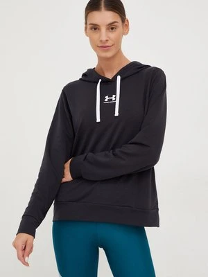 Under Armour bluza damska kolor czarny z kapturem z nadrukiem