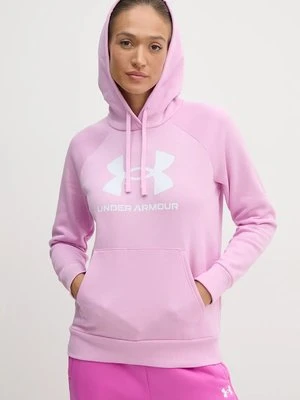 Under Armour bluza damska kolor różowy z kapturem z nadrukiem