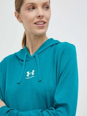 Under Armour bluza damska kolor zielony z kapturem gładka