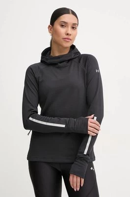 Under Armour bluza do biegania Launch Cold Weather kolor czarny z kapturem z nadrukiem 1386350