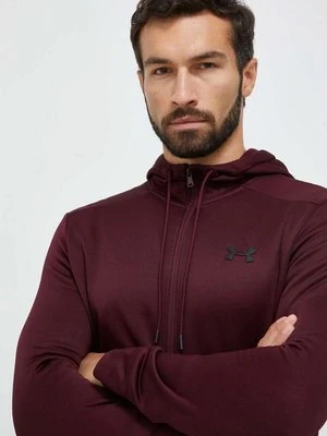 Under Armour bluza dresowa kolor bordowy z kapturem gładka