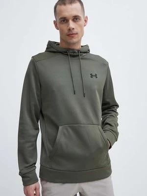 Under Armour bluza dresowa kolor zielony z kapturem gładka 1373353