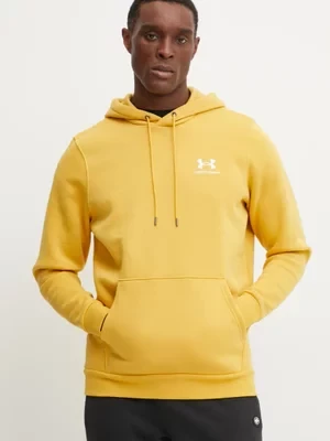 Under Armour bluza Essential Fleece męska kolor brązowy z kapturem z nadrukiem 1373880