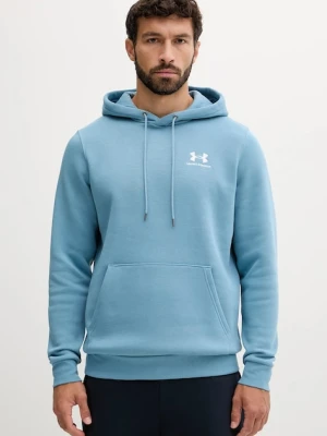 Under Armour bluza Essential Fleece męska kolor niebieski z kapturem z nadrukiem 1373880